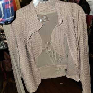 L.A. society sheer Nude blush fitted athletic jacket medium . Has hidden pocket